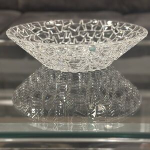 Tiffany & Co Crystal Sierra Geometric Rock Cut Serving Bowl 12”